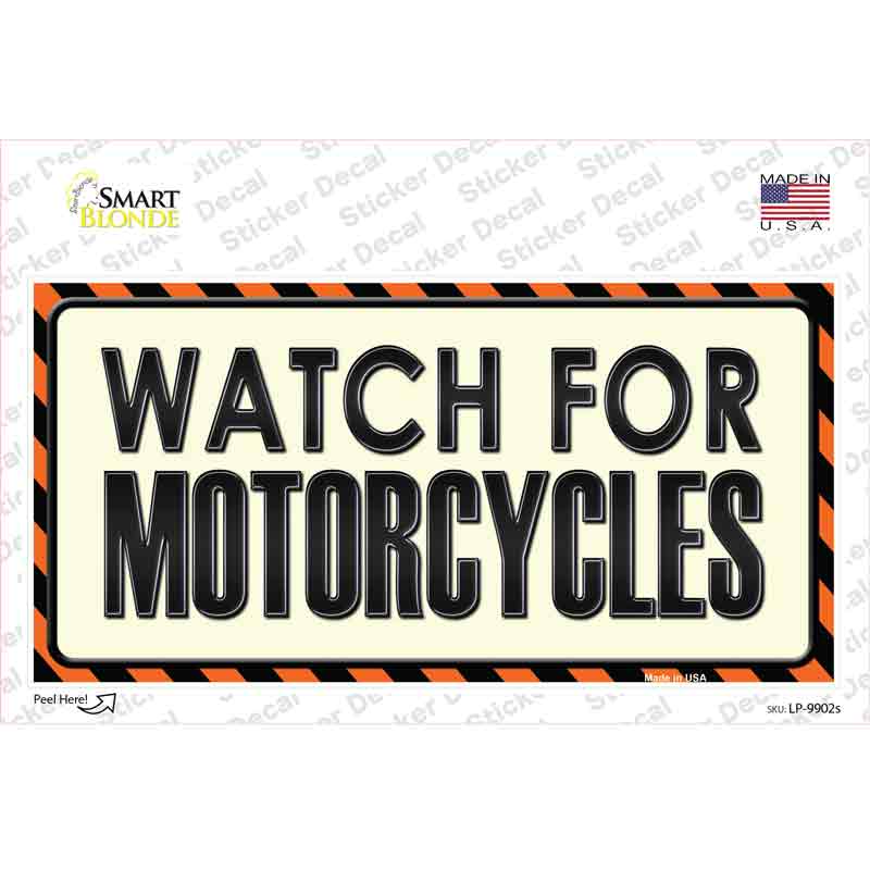 Watch For Motorcycle Novelty Sticker Decal Small