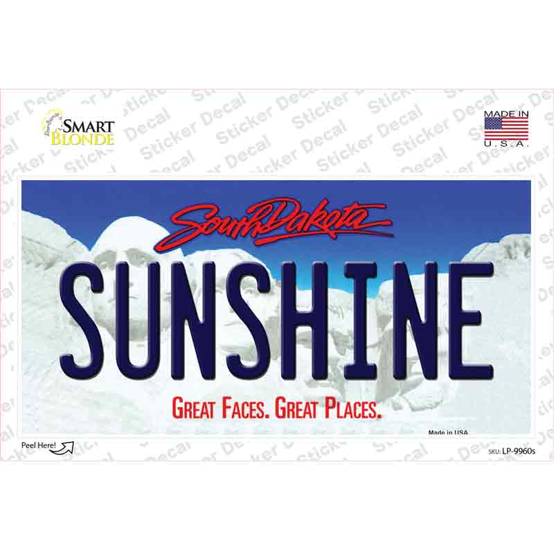 Sunshine South Dakota Novelty Sticker Decal Small