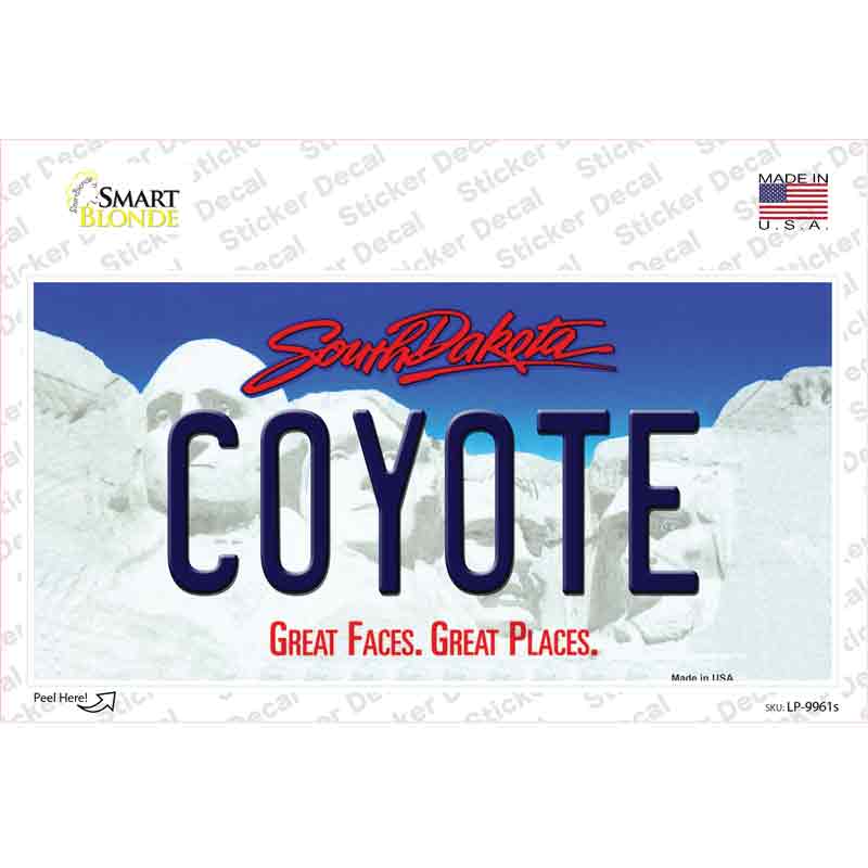 Coyote South Dakota Novelty Sticker Decal Small