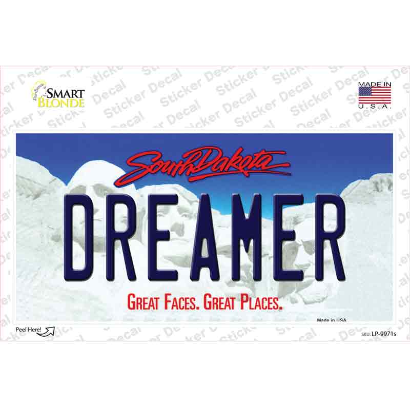 Dreamer South Dakota Novelty Sticker Decal Small