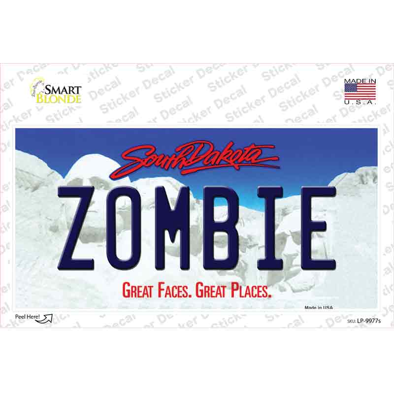 Zombie South Dakota Novelty Sticker Decal Small