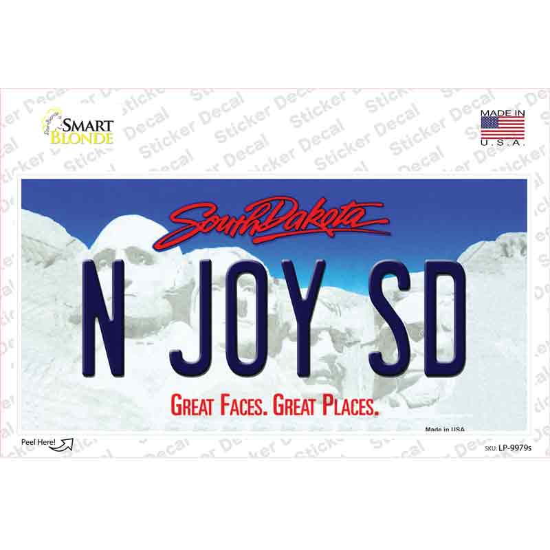 N Joy SD South Dakota Novelty Sticker Decal Small