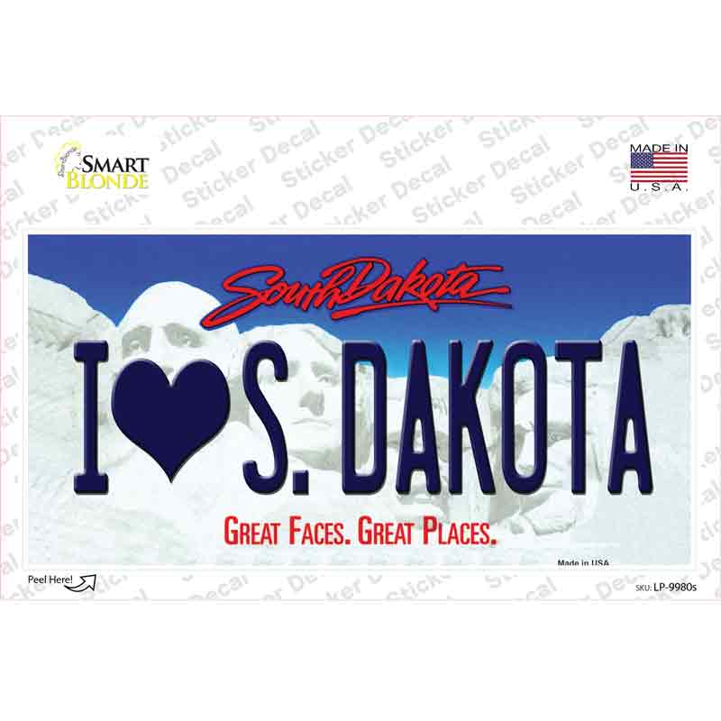 I Love South Dakota Novelty Sticker Decal Small