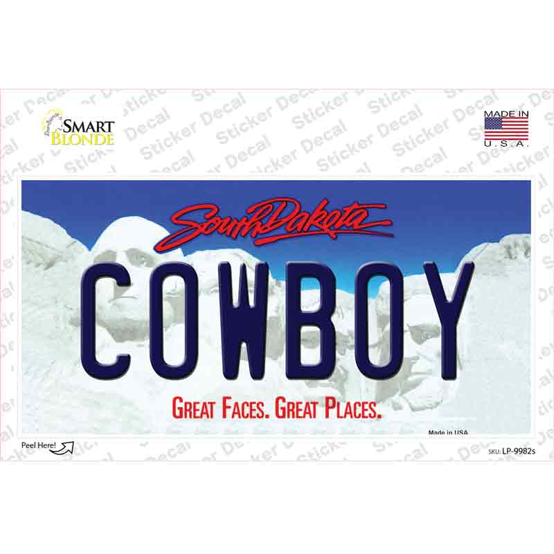 Cowboy South Dakota Novelty Sticker Decal Small