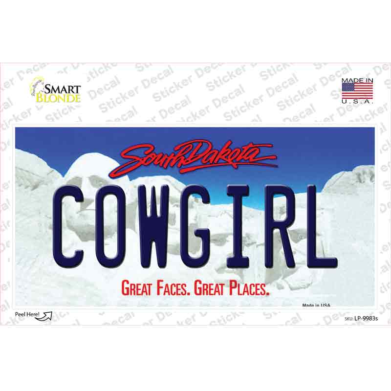 Cowgirl South Dakota Novelty Sticker Decal Small