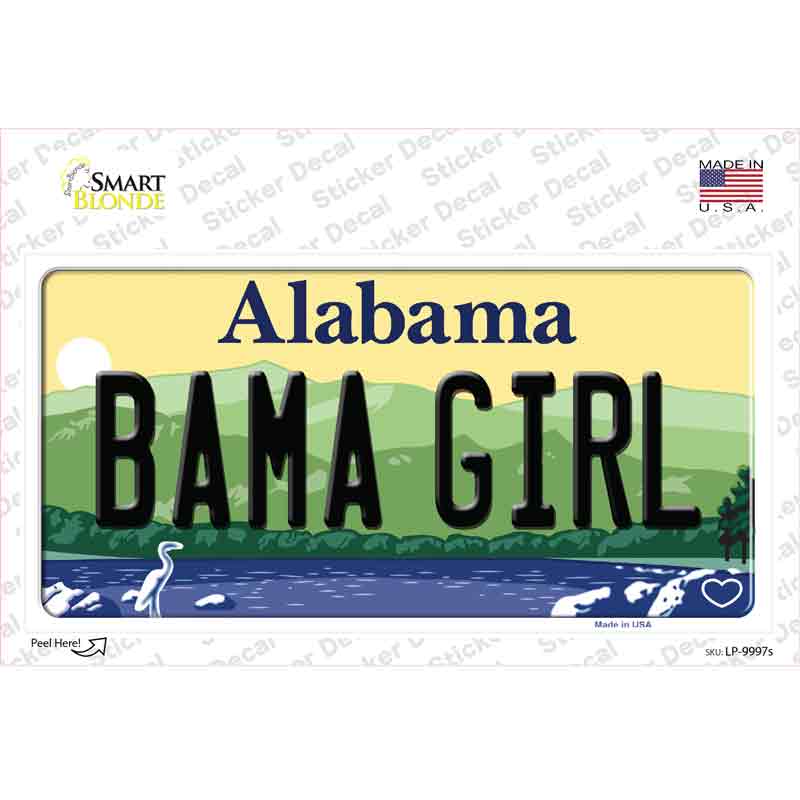 Bama Girl Alabama Novelty Sticker Decal Small