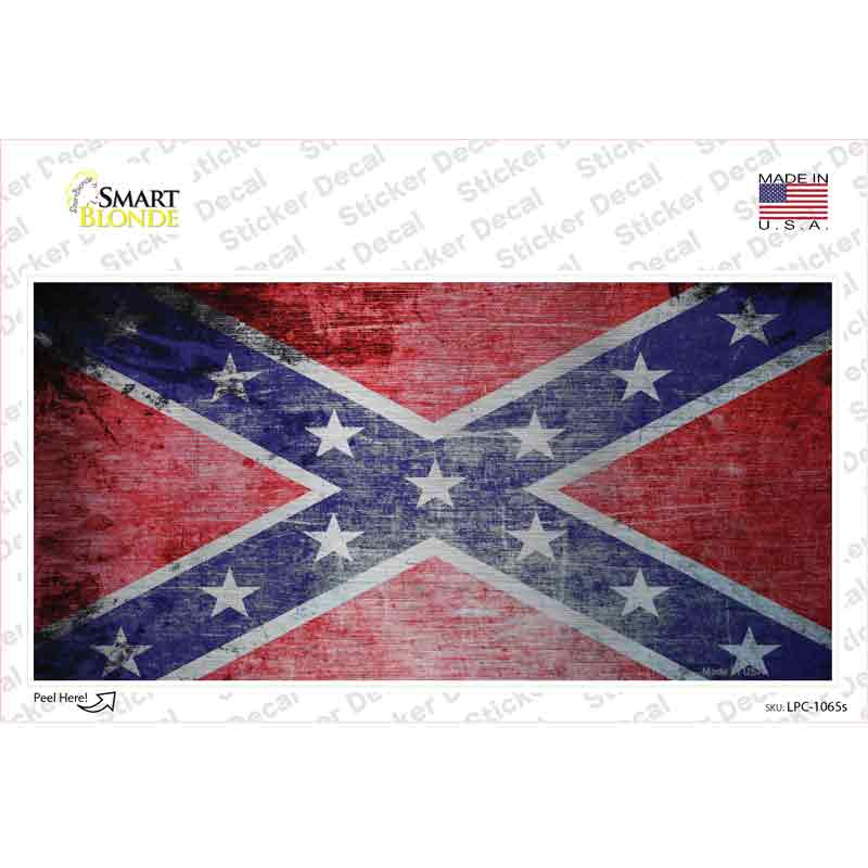 Confederate Flag Scratched Chrome Novelty Sticker Decal Small