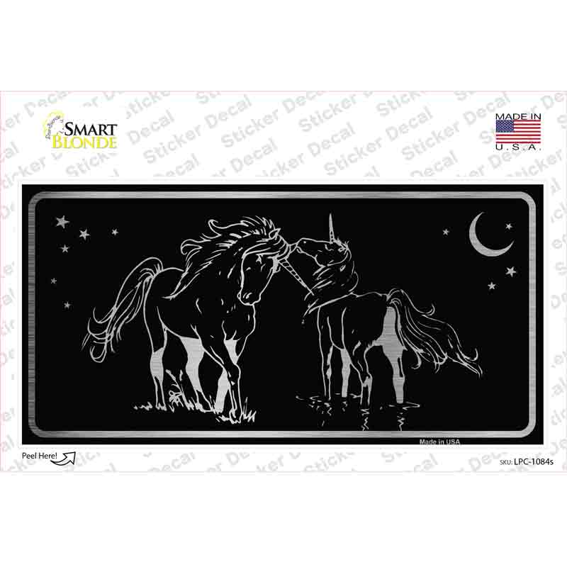 Unicorns Black Brushed Chrome Novelty Sticker Decal Small