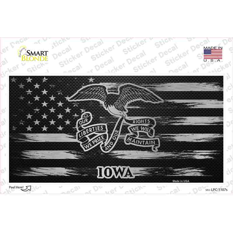 Iowa Carbon Fiber Novelty Sticker Decal Small