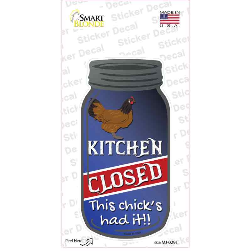 Kitchen Closed Chicken Novelty Mason Jar Sticker Decal Small