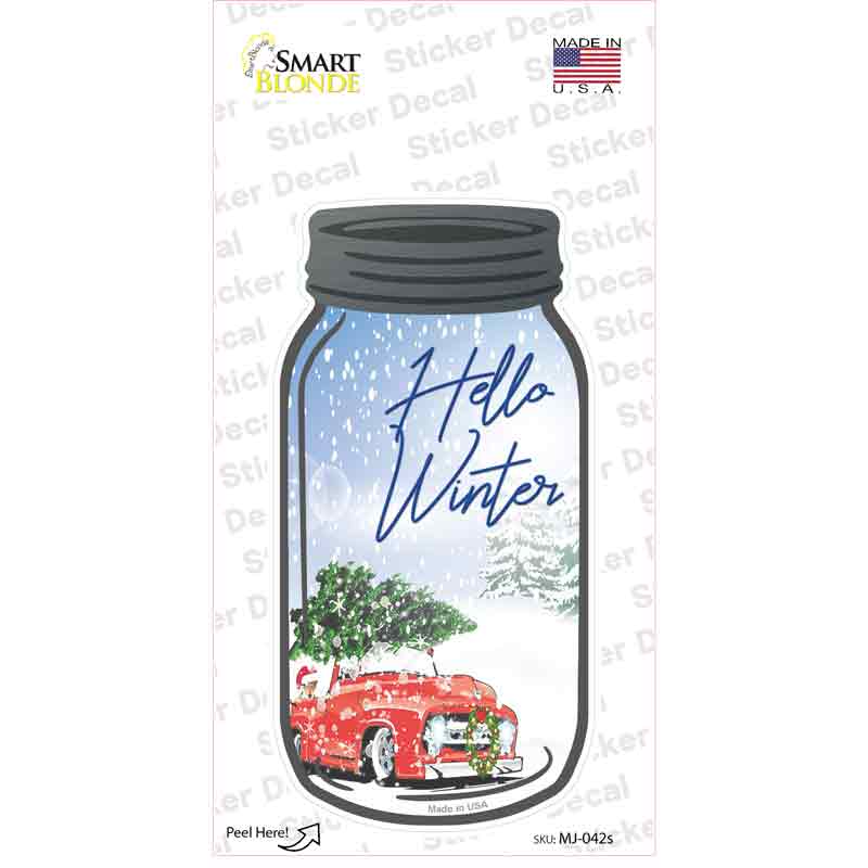 Hello Winter Novelty Mason Jar Sticker Decal Small