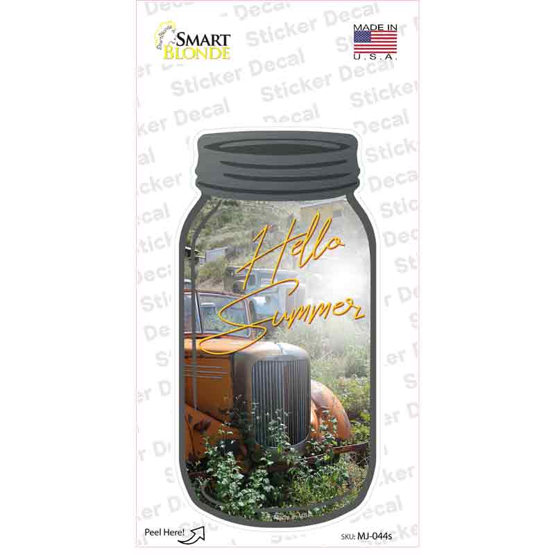 Hello Summer Novelty Mason Jar Sticker Decal Small