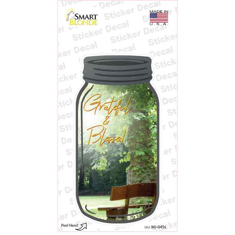 Summer Grateful And Blessed Novelty Mason Jar Sticker Decal Small