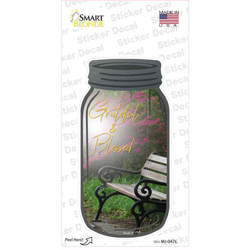 Spring Grateful And Blessed Novelty Mason Jar Sticker Decal Small