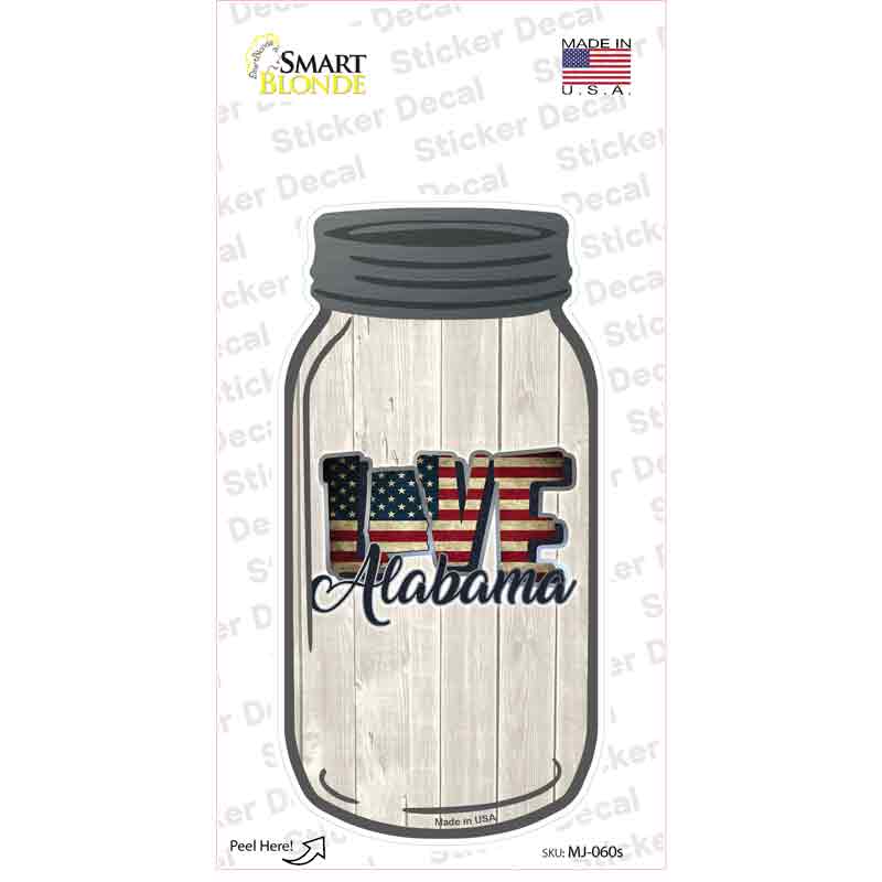 Love Alabama Silhouette Novelty Mason Jar Sticker Decal Small