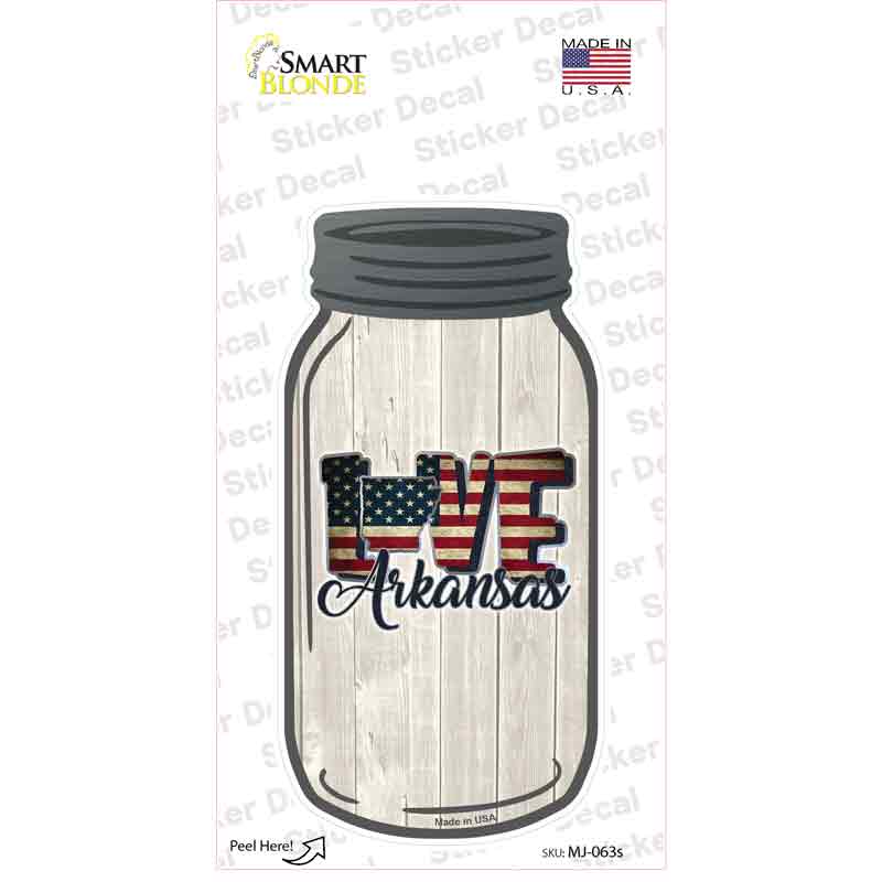 Love Arkansas Silhouette Novelty Mason Jar Sticker Decal Small