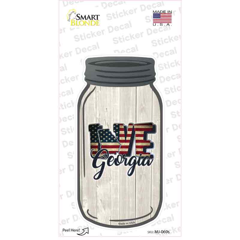 Love Georgia Silhouette Novelty Mason Jar Sticker Decal Small