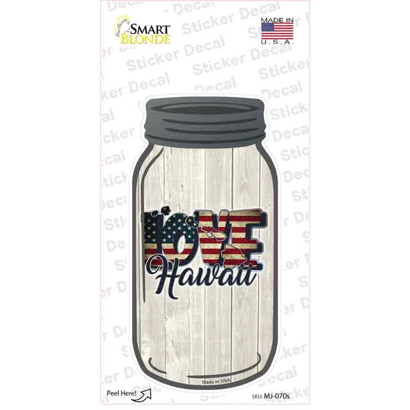 Love Hawaii Silhouette Novelty Mason Jar Sticker Decal Small