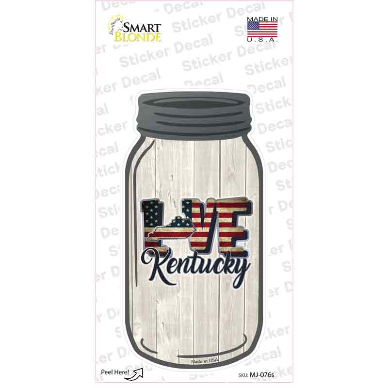 Love Kentucky Silhouette Novelty Mason Jar Sticker Decal Small