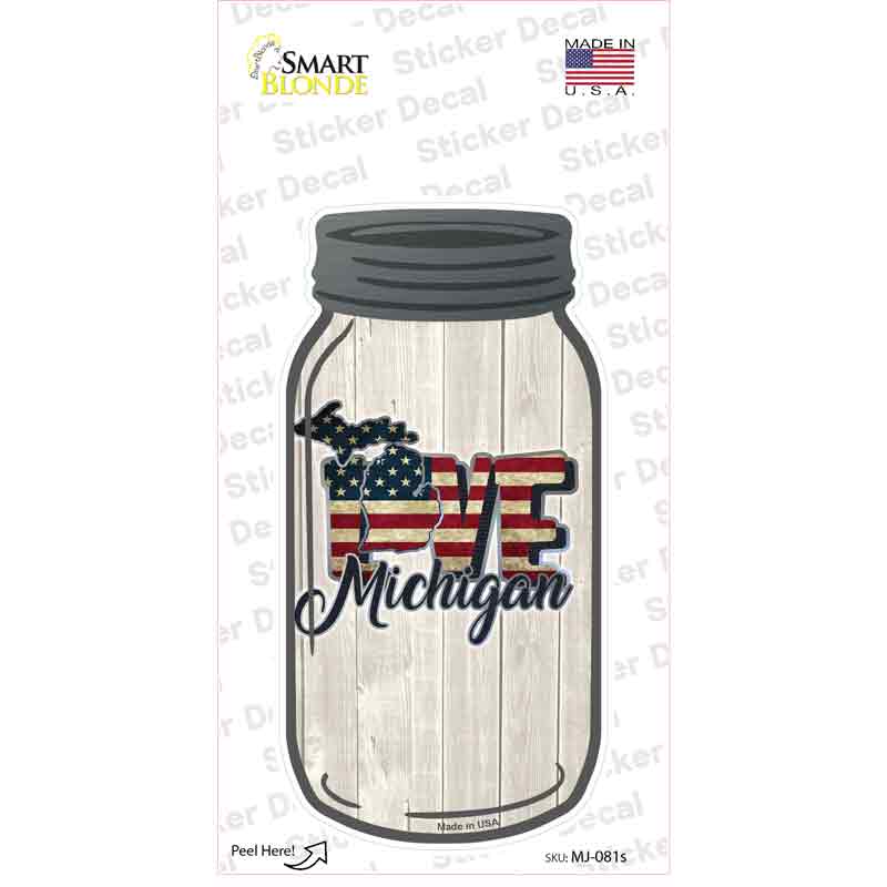 Love Michigan Silhouette Novelty Mason Jar Sticker Decal Small