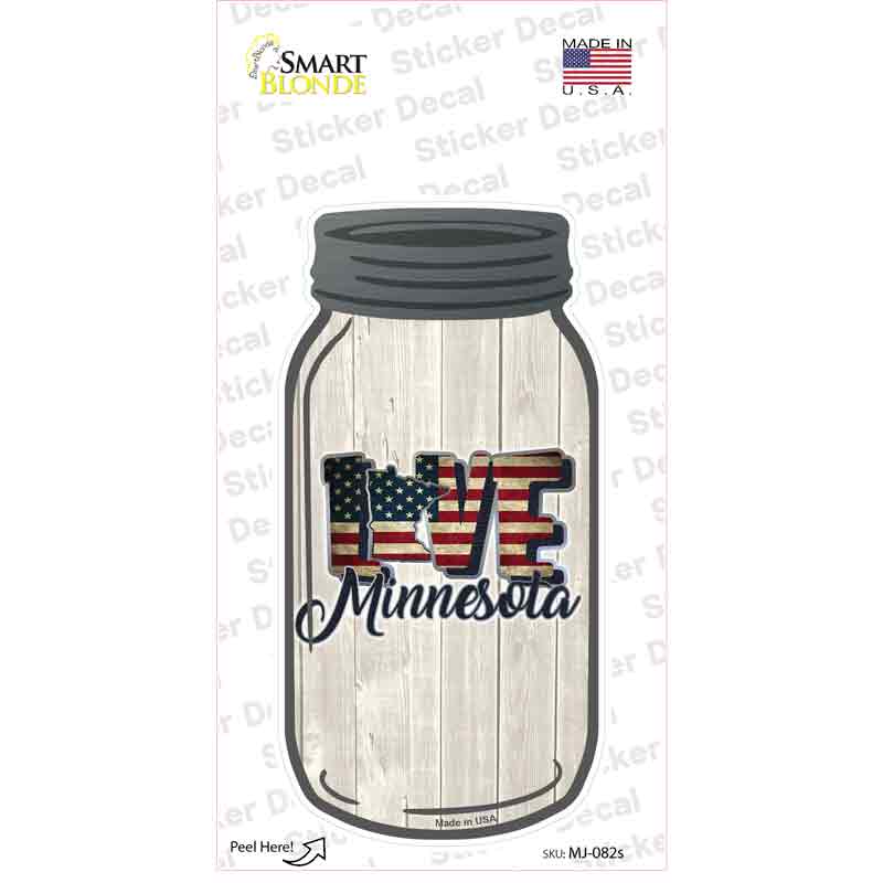 Love Minnesota Silhouette Novelty Mason Jar Sticker Decal Small