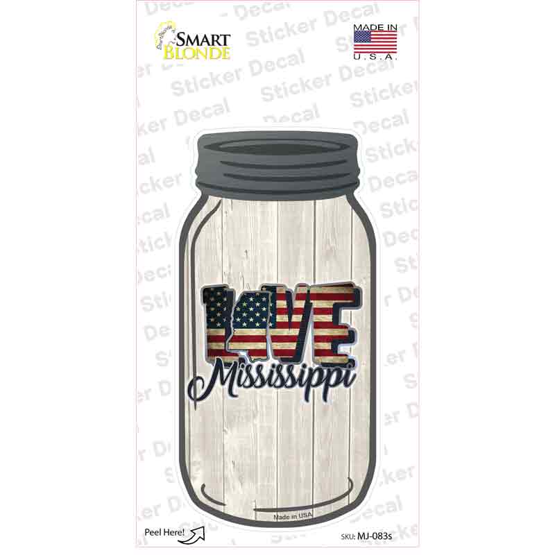 Love Mississippi Silhouette Novelty Mason Jar Sticker Decal Small