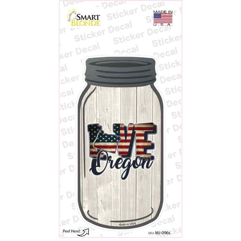 Love Oregon Silhouette Novelty Mason Jar Sticker Decal Small