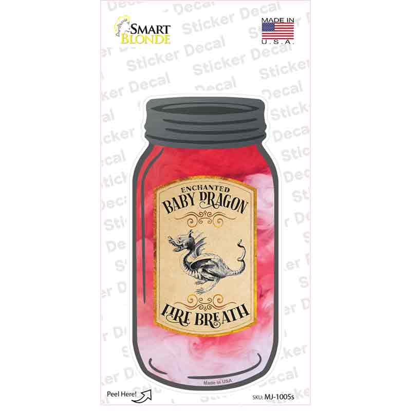 Baby Dragon Fire Breath Novelty Mason Jar Sticker Decal Small