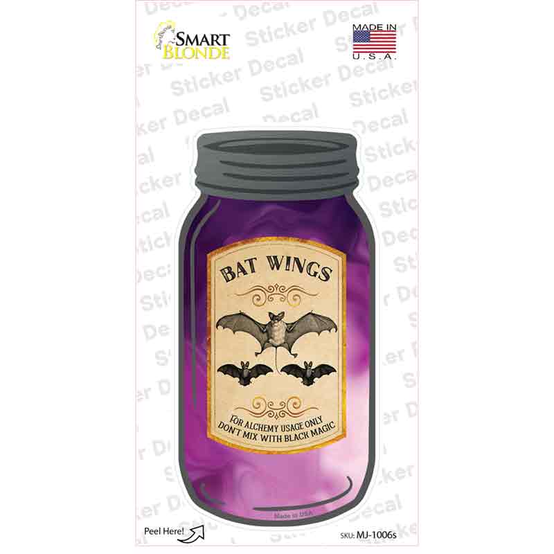 Bat Wings Novelty Mason Jar Sticker Decal Small