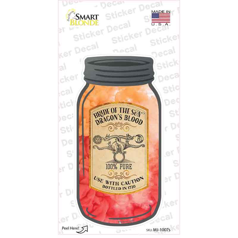 Dragons Blood Novelty Mason Jar Sticker Decal Small