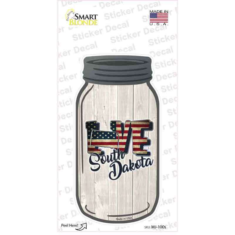 Love South Dakota Silhouette Novelty Mason Jar Sticker Decal Small