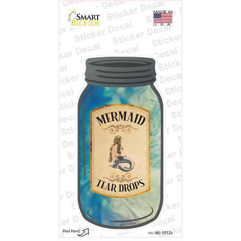 Mermaid Tear Drops Novelty Mason Jar Sticker Decal Small