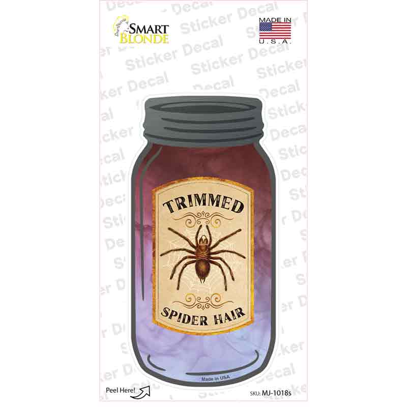 Trimmed Spider Hair Novelty Mason Jar Sticker Decal Small