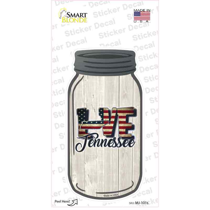 Love Tennessee Silhouette Novelty Mason Jar Sticker Decal