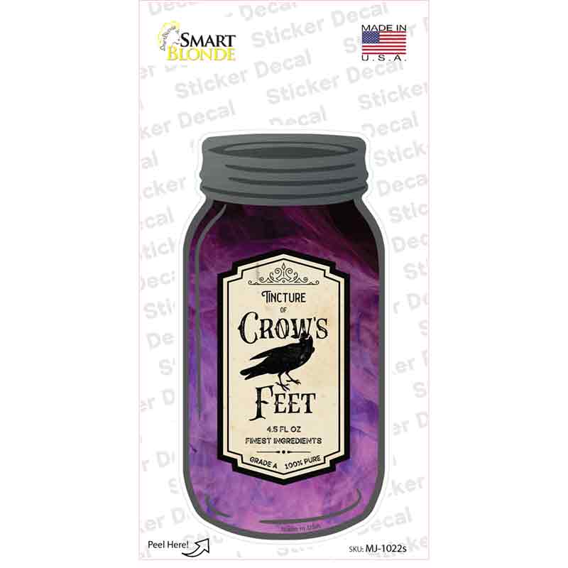 Crows Feet Novelty Mason Jar Sticker Decal Small