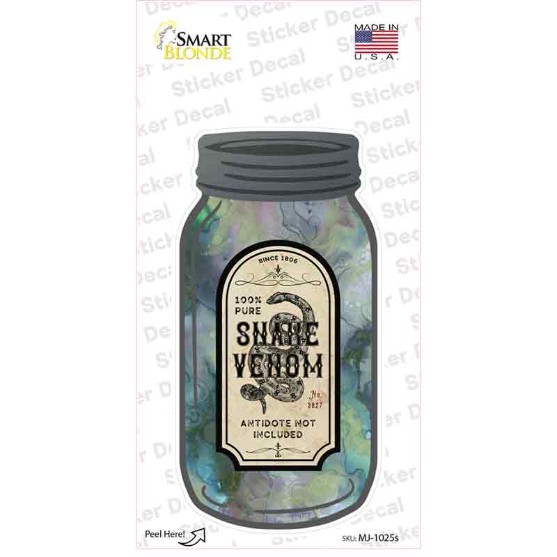 Pure Snake Venom Novelty Mason Jar Sticker Decal Small