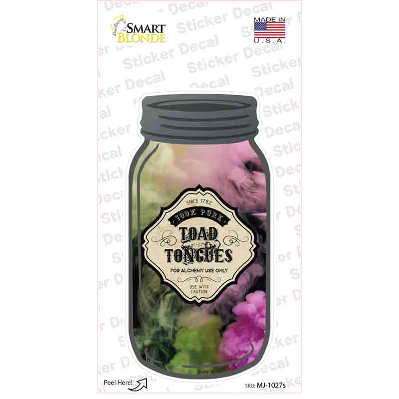 Toad Tongues Novelty Mason Jar Sticker Decal Small