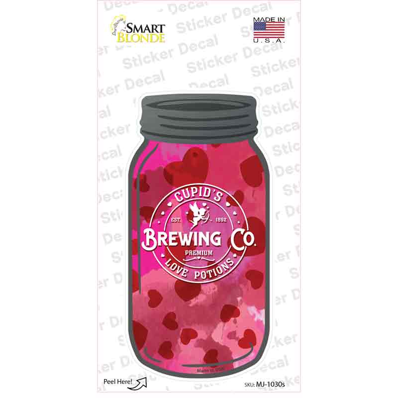 Cupids Brewing Co Love Potions Novelty Mason Jar Sticker Decal Small