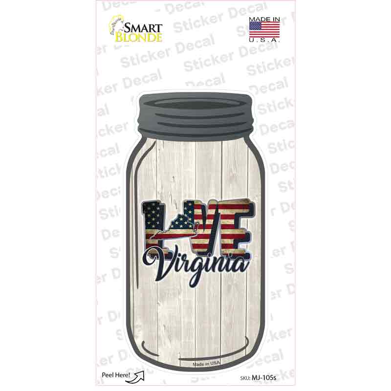 Love Virginia Silhouette Novelty Mason Jar Sticker Decal Small