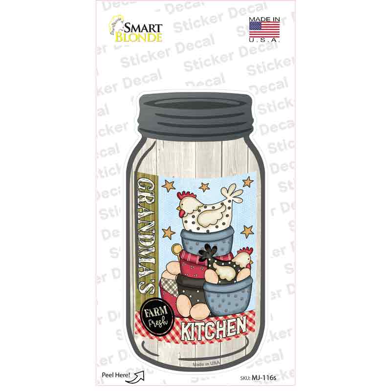 Grandmas Chicken Kitchen Novelty Mason Jar Sticker Decal Small