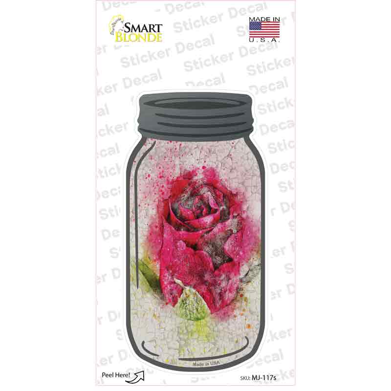 Pink Rose Watercolor Novelty Mason Jar Sticker Decal Small