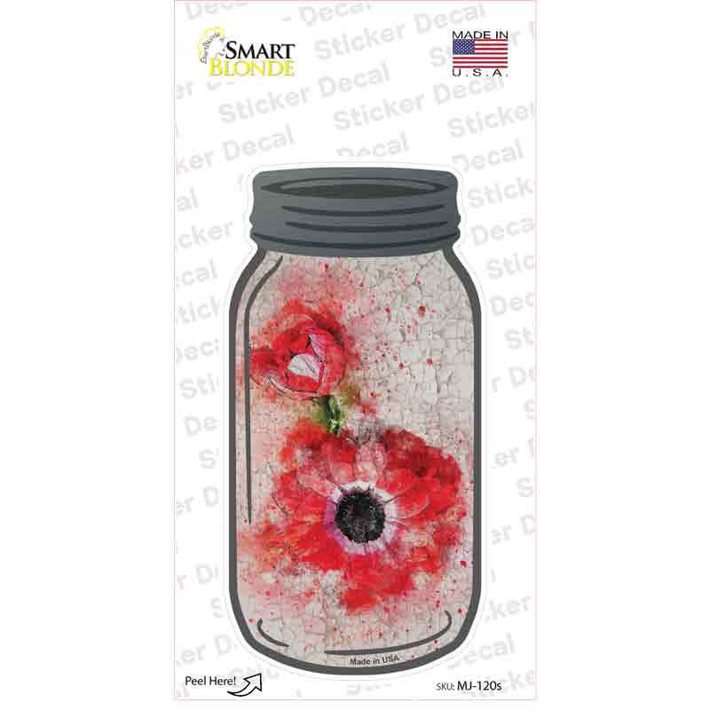 Red Flower Watercolor Novelty Mason Jar Sticker Decal Small