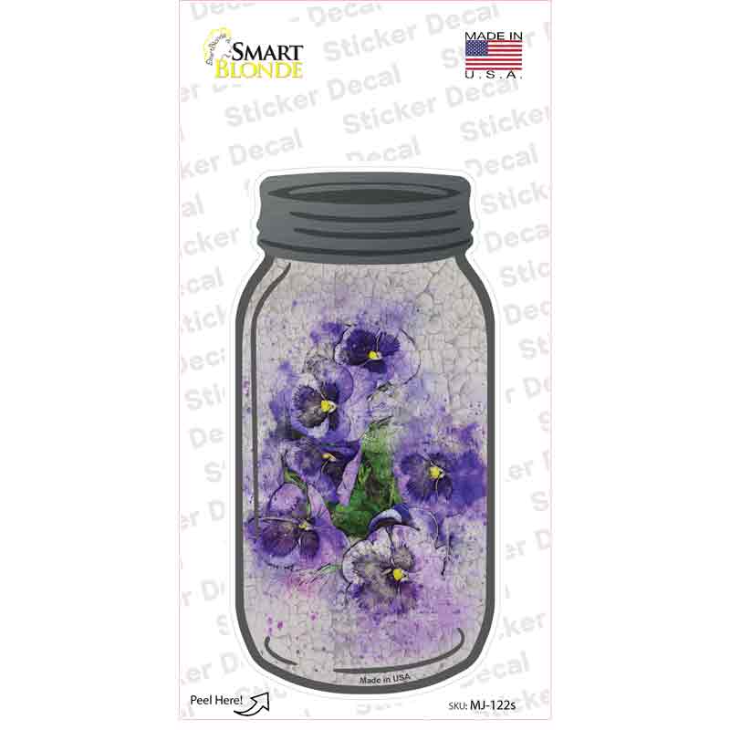 Purple Pansy Watercolor Novelty Mason Jar Sticker Decal Small