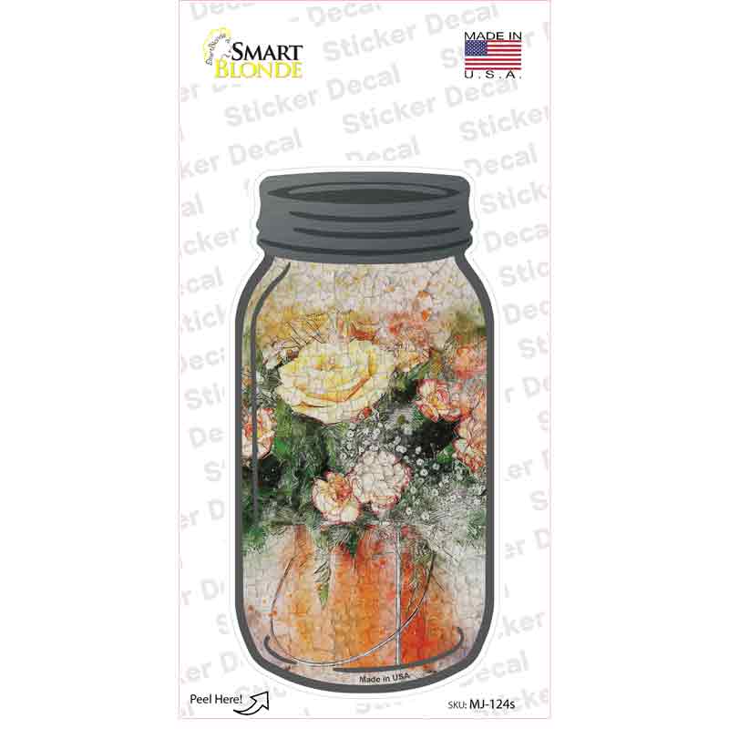 White Rose Watercolor Novelty Mason Jar Sticker Decal Small