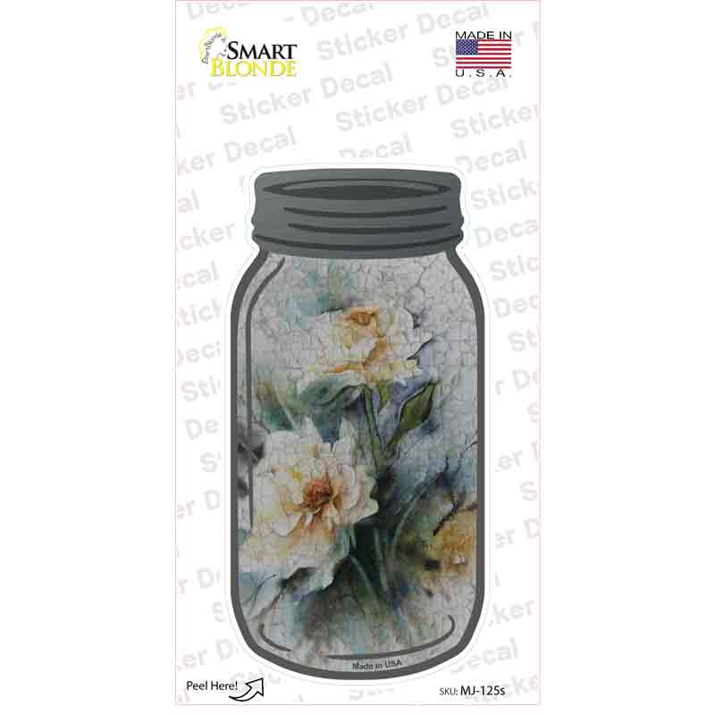 White Flower Watercolor Novelty Mason Jar Sticker Decal Small