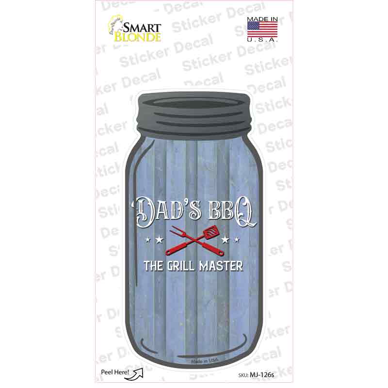 Dad Grill Master Novelty Mason Jar Sticker Decal