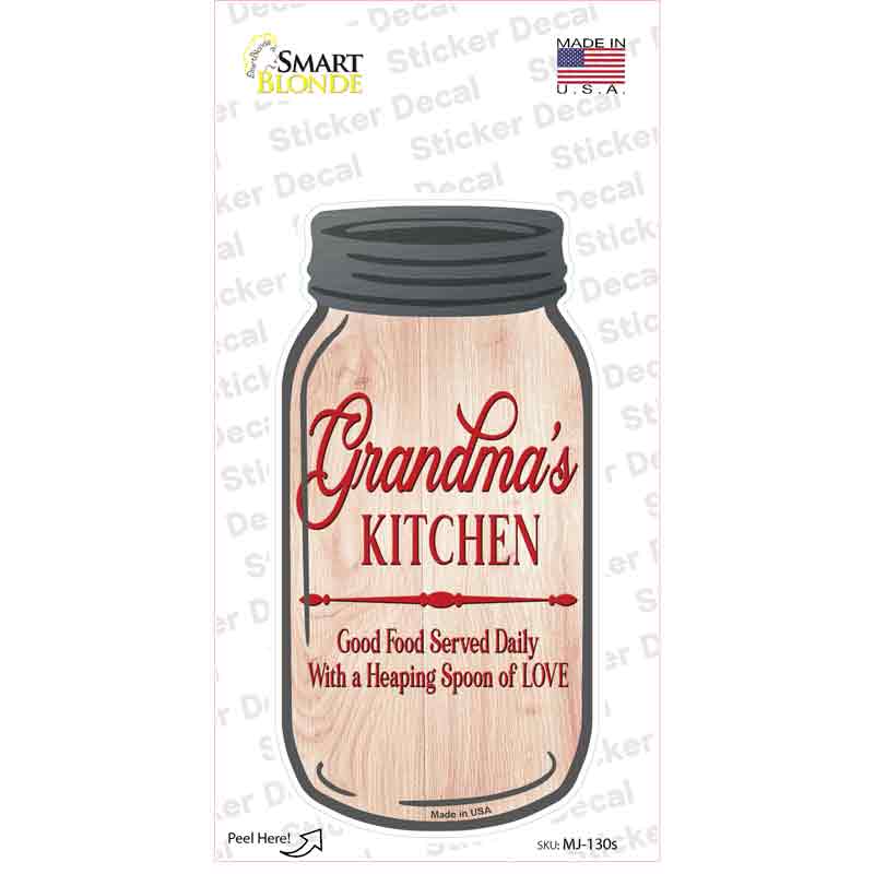 Grandmas Kitchen Love Novelty Mason Jar Sticker Decal Small