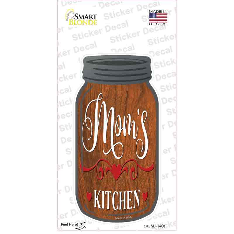 Moms Kitchen Wood Grain Novelty Mason Jar Sticker Decal Small