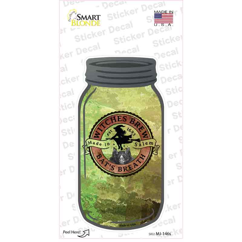 Bats Breath Green Novelty Mason Jar Sticker Decal Small