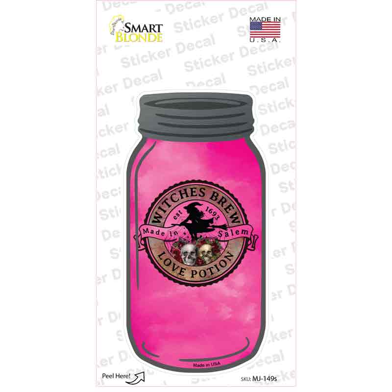 Love Potion Pink Novelty Mason Jar Sticker Decal Small